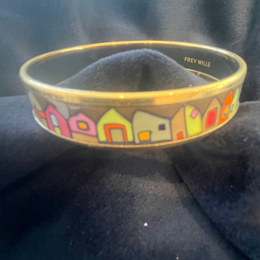 NEW Frey Wille 24 Kt Bordered Bangle Miss -Hommage à Hundertwasser Street Rivers - Picture 2 of 9